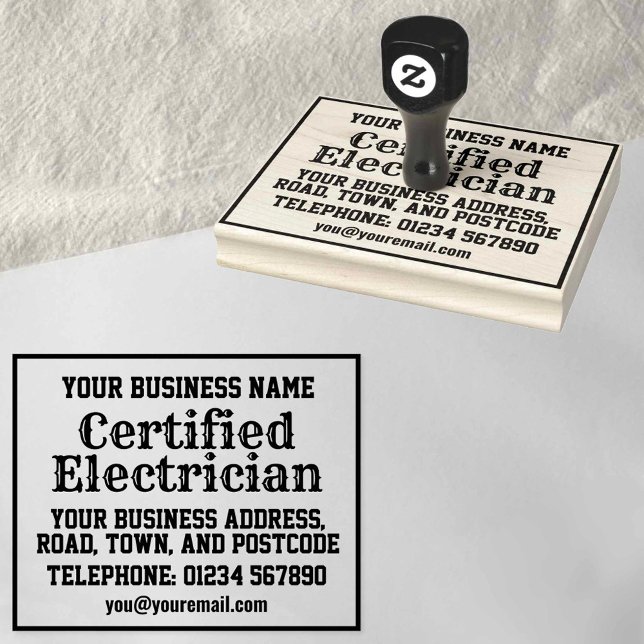 Certifierad elektriker med namn, adress, etc stämpel (Skapare uppladdad)