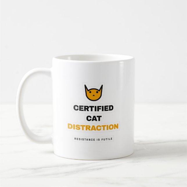 Certifierad Katt Distraktion Rolig Katt Mugg (Vänster)