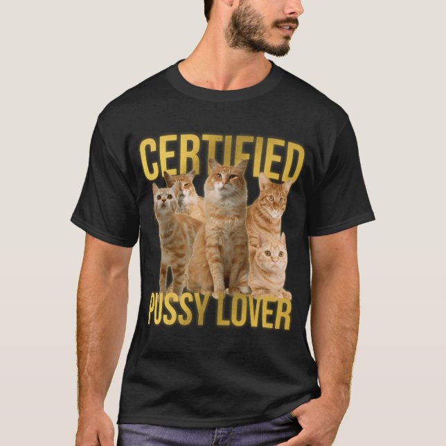 Certifierad Kattälskare Ordlek Parodi Viral M T Shirt (Framsida)
