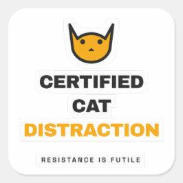 Certifierad kattdistraktion Rolig kattdekal Fyrkantigt Klistermärke