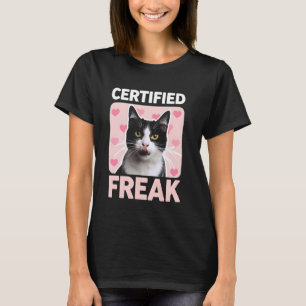 Certifierad kattgalning Roligt kattunge Rosa hjärt T Shirt