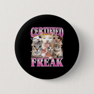 Certifierad kattgrafisk bootleg rolig gen z-humor knapp
