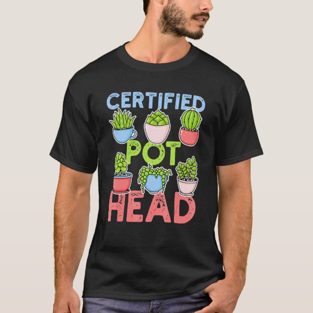 Certifierad krukhuvud för en suckulent växt och tr t shirt (Framsida)