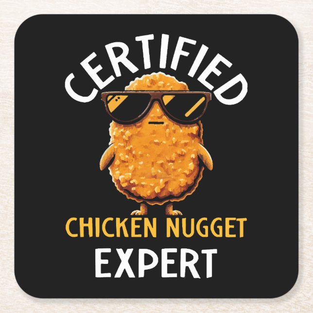 Certifierad kycklingnuggetexpert underlägg papper kvadrat (Framsidan)