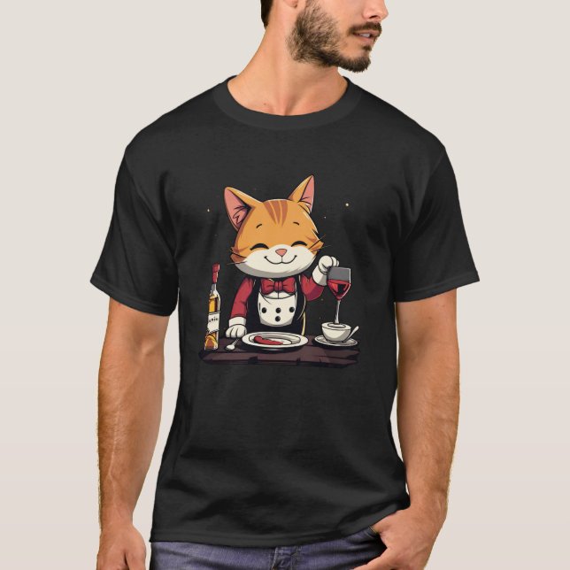 Certifierad Manlig och Kvinnlig Katt Sommelier T Shirt (Framsida)