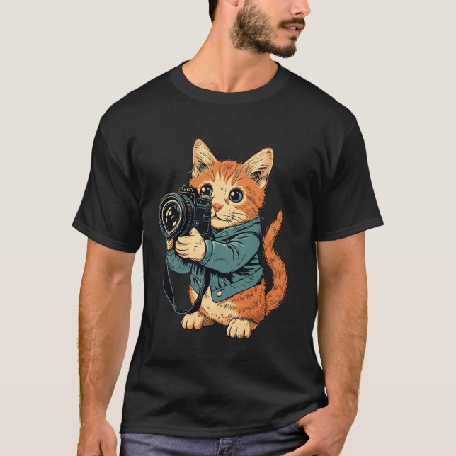 Certifierad manlig och kvinnlig kattfotograf t shirt (Framsida)