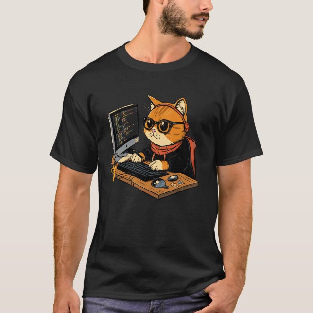 Certifierad manlig och kvinnlig kattprogramutveckl t shirt (Framsida)