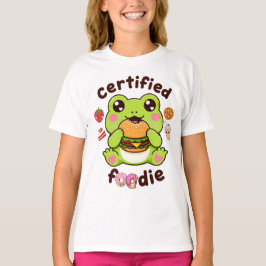 Certifierad matmatador söt kawaii groda som äter h t shirt
