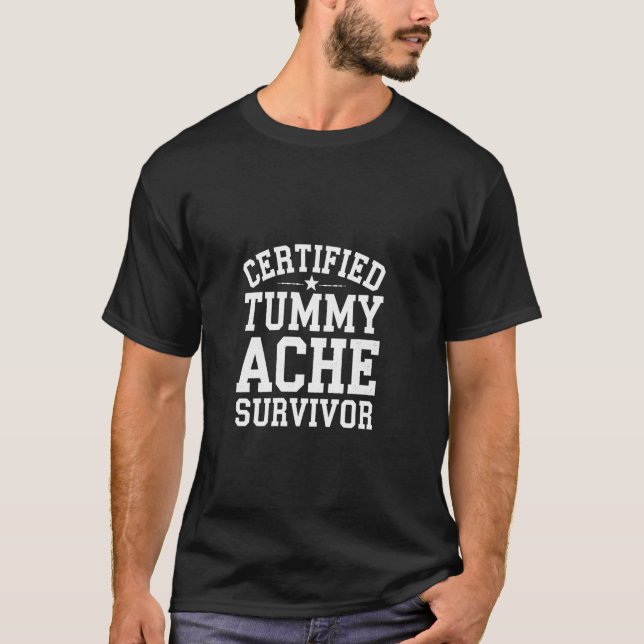 Certifierad överlevare av magsmärta Matsmältningsh T Shirt (Framsida)