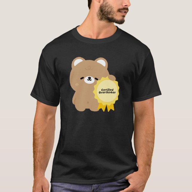 Certifierad Övertänkare Brun Björn  T Shirt (Framsida)