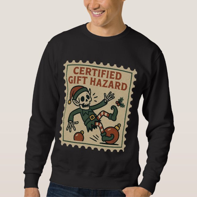 Certifierad presentfara skelettälva herr jul lång ärmad tröja (Framsida)