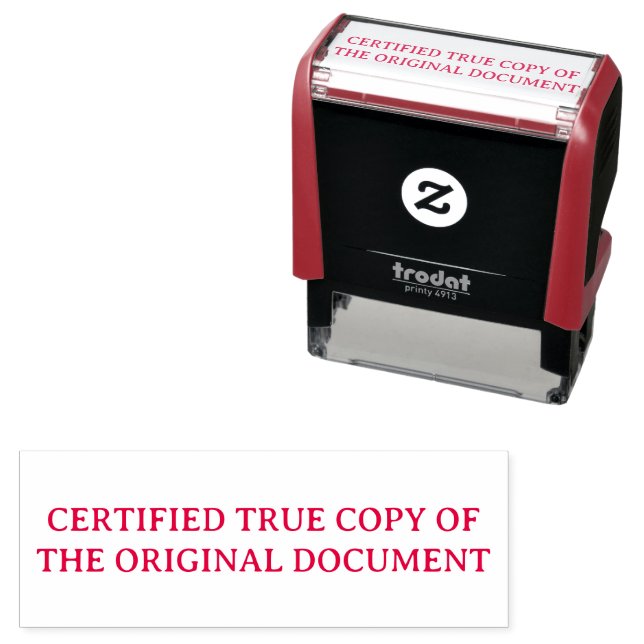 Certifierad sann kopia rektangulärt kontor självfärgande stämpel (In Situ)