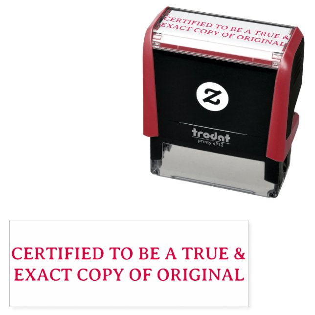 Certifierad sann och exakt kopia av originalet  självfärgande stämpel (In Situ)