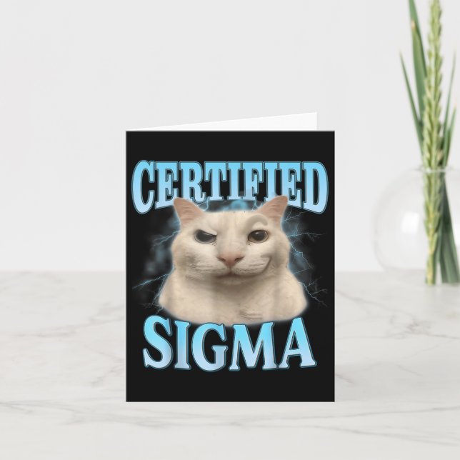 Certifierad Sigma Roligt Katt Meme Humoristiskt Sk Kort (Framsida)