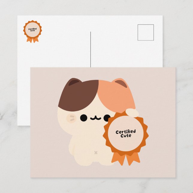 Certifierad söt katt helg vykort (Fram/baksida)