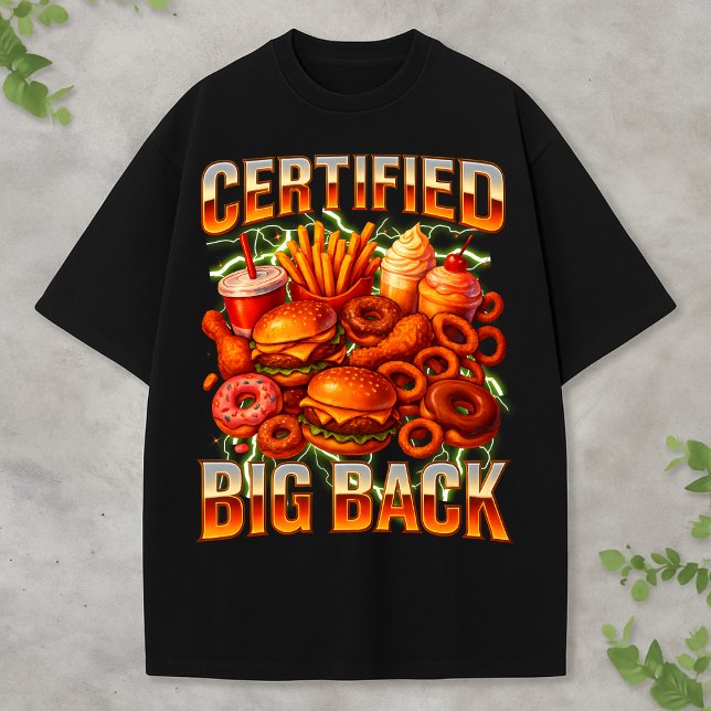 Certifierad stor bakre bootleg-rolig retro Y2K-mat T Shirt (Skapare uppladdad)