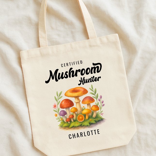 Certifierad Svampjägare Stugträdgård Födosök Tygkasse (Certified Mushroom Hunter Cottage Core Foraging Tote Bag)