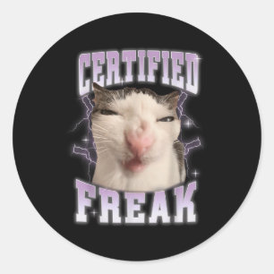 Certifierad tok äter cement förbannad katt roliga runt klistermärke