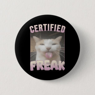 Certifierad tokig rolig katt meme knapp