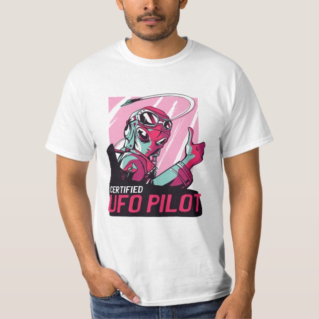 Certifierad UFO-pilot T Shirt (Framsida)