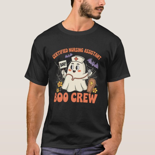 Certifierad vårdbiträde Boo Crew Spöke T Shirt (Framsida)
