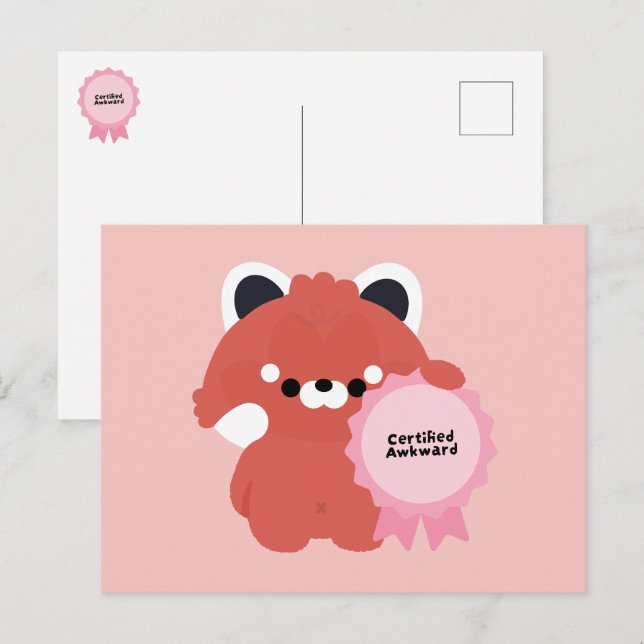 Certifierat Klumpig Röd Panda Helg Vykort (Fram/baksida)