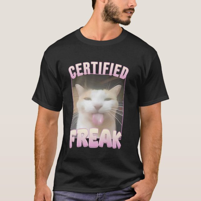 Certifierat konstig rolig katt meme t shirt (Framsida)