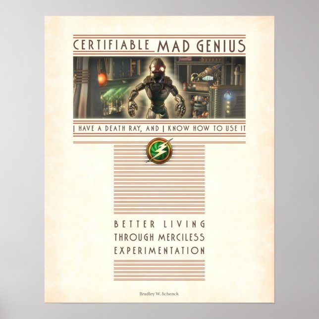 Certifierbar Mad Genius poster (16 x 20 tum) (Framsidan)