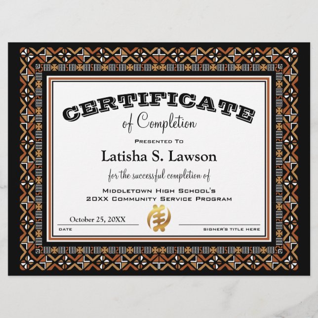 Certifikat African Färg Lera Trasa CMC1 Gräns (Framsida)