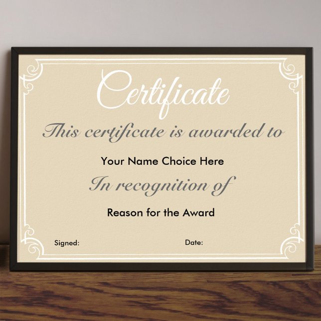 Certifikat eller tilldelning poster (Skapare uppladdad)