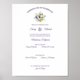 Certifikat - enkel Blommigt Ro Pansy Bouquet Poster