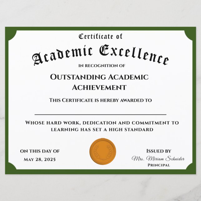 Certifikat för akademisk anpassade (Framsida)