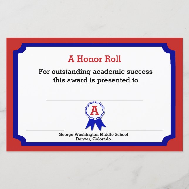 Certifikat för akademisk utmärkelse (Framsida)