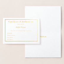 Certifikat för äkthetsbevis Art Foil Card