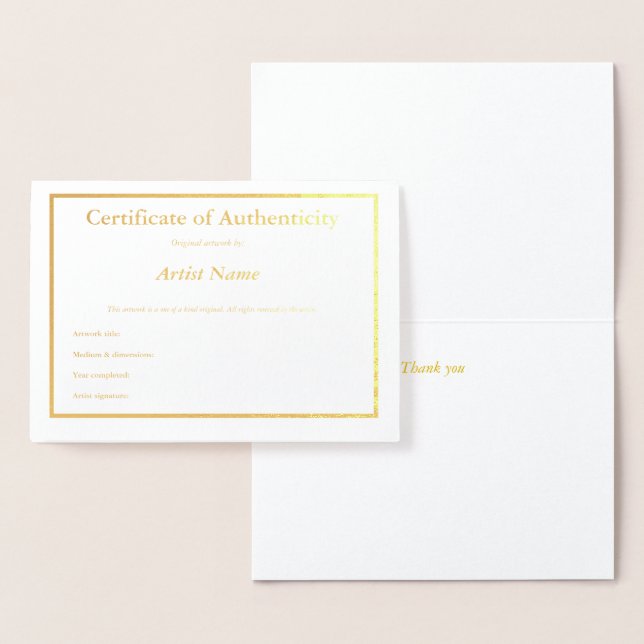 Certifikat för äkthetsbevis Art Foil Card Folierat Kort (Display)