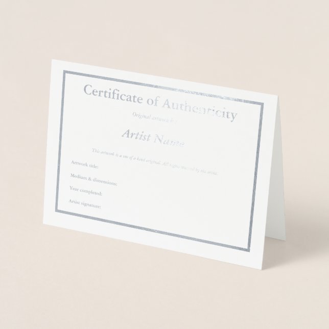 Certifikat för äkthetsbevis Art Foil Card Folierat Kort (Framsida)