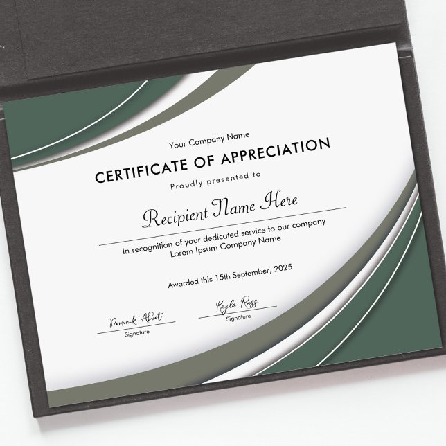 Certifikat för avläsning av Grönt (Certificate of Appreciation)