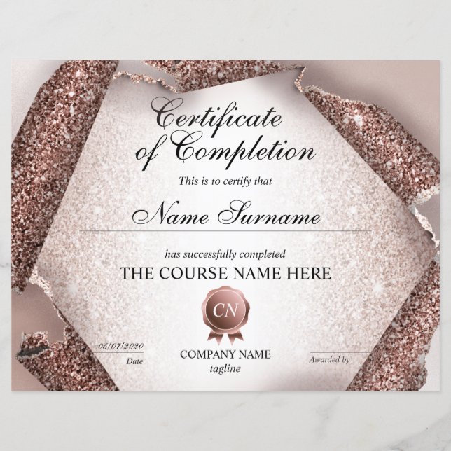 Certifikat för avslutad kurs (Framsida)