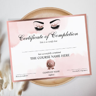 Certifikat för avslutad ögonfransskurs