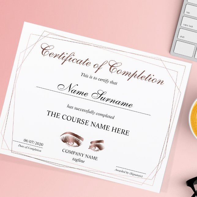 Certifikat för avslutad utbildning Ögonfransar Kur (Skapare uppladdad)