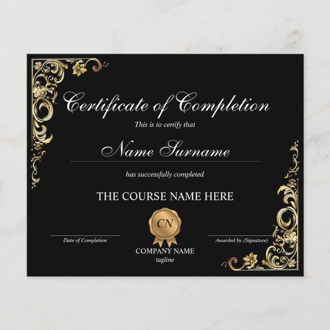 Certifikat för avslutad utbildning Utbildningsbevi (Framsida)