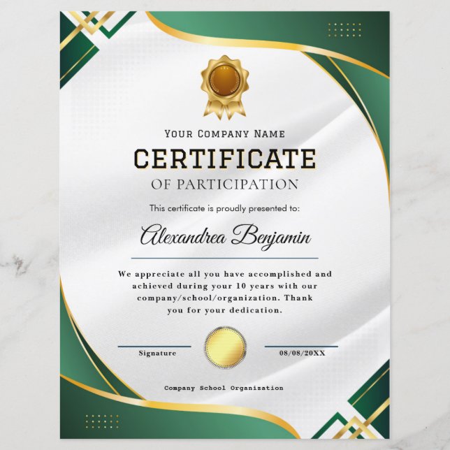 Certifikat för bedömning (Framsida)