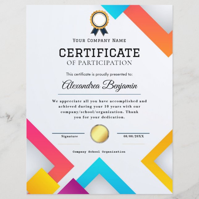 Certifikat för bedömning (Framsida)