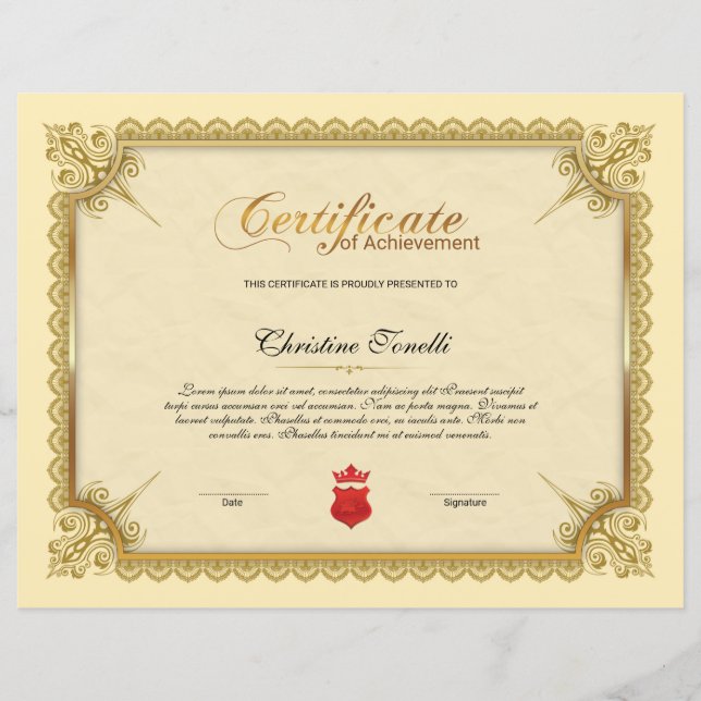 Certifikat för bedömning (Framsida)