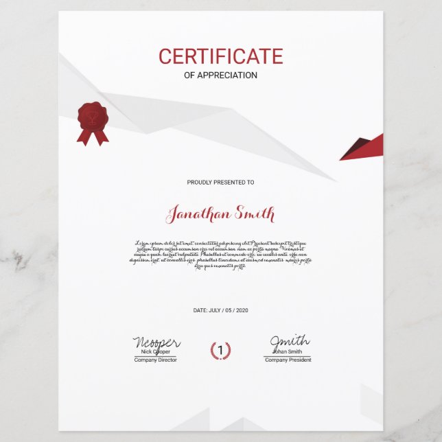 Certifikat för bedömning (Framsida)