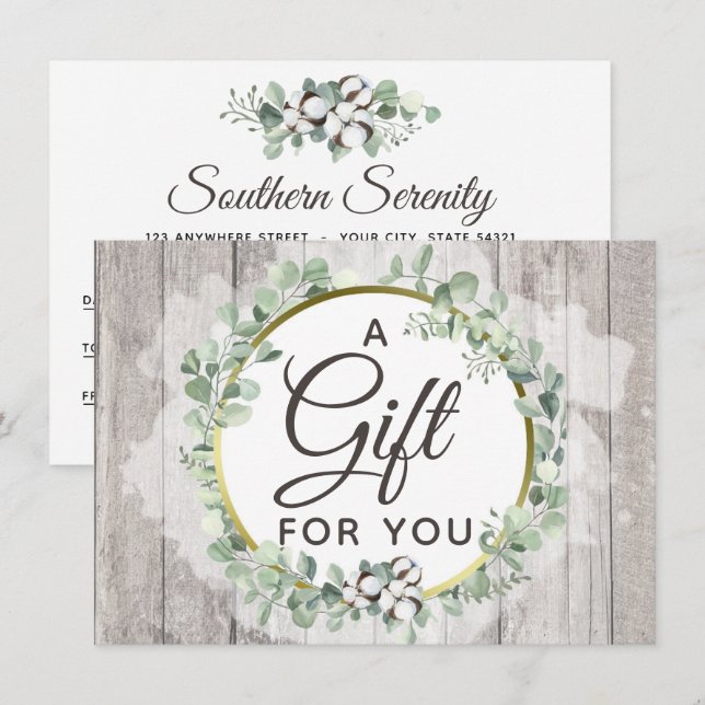 Certifikat för bomull för sydlig vattenfärg inbjudningar (Fram/baksida)