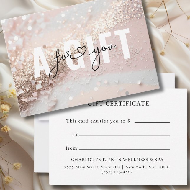 CERTIFIKAT FÖR BUSINESS GRANT | GLITTER (PERSONALIZED BUSINESS GIFT CERTIFICATE | Ribbon | Glitter)