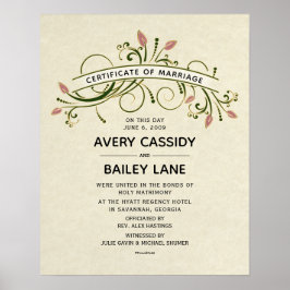Certifikat för "certifikat för Giftermål" Bröllop Poster