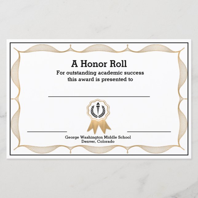 Certifikat för dekorativ akademisk utmärkelse (Framsida)