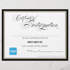 Certifikat för deltagande - lägg till Logotyp
